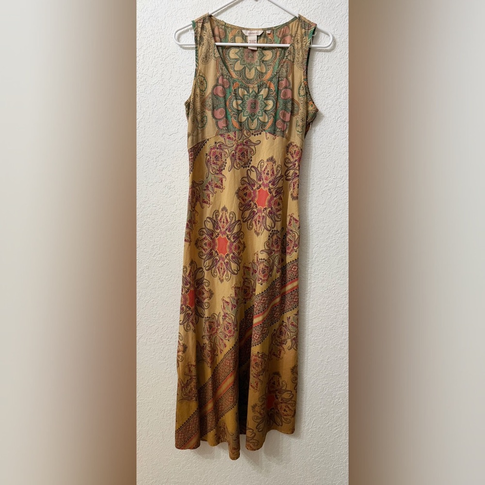 Boho Floral Sleeveless Maxi Dress in Mustard